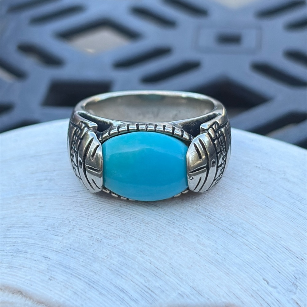 Carolyn Pollack x Roderick Tenorio RMT Sleeping Beauty Turquoise Bronze Ring 8 - Picture 7 of 14